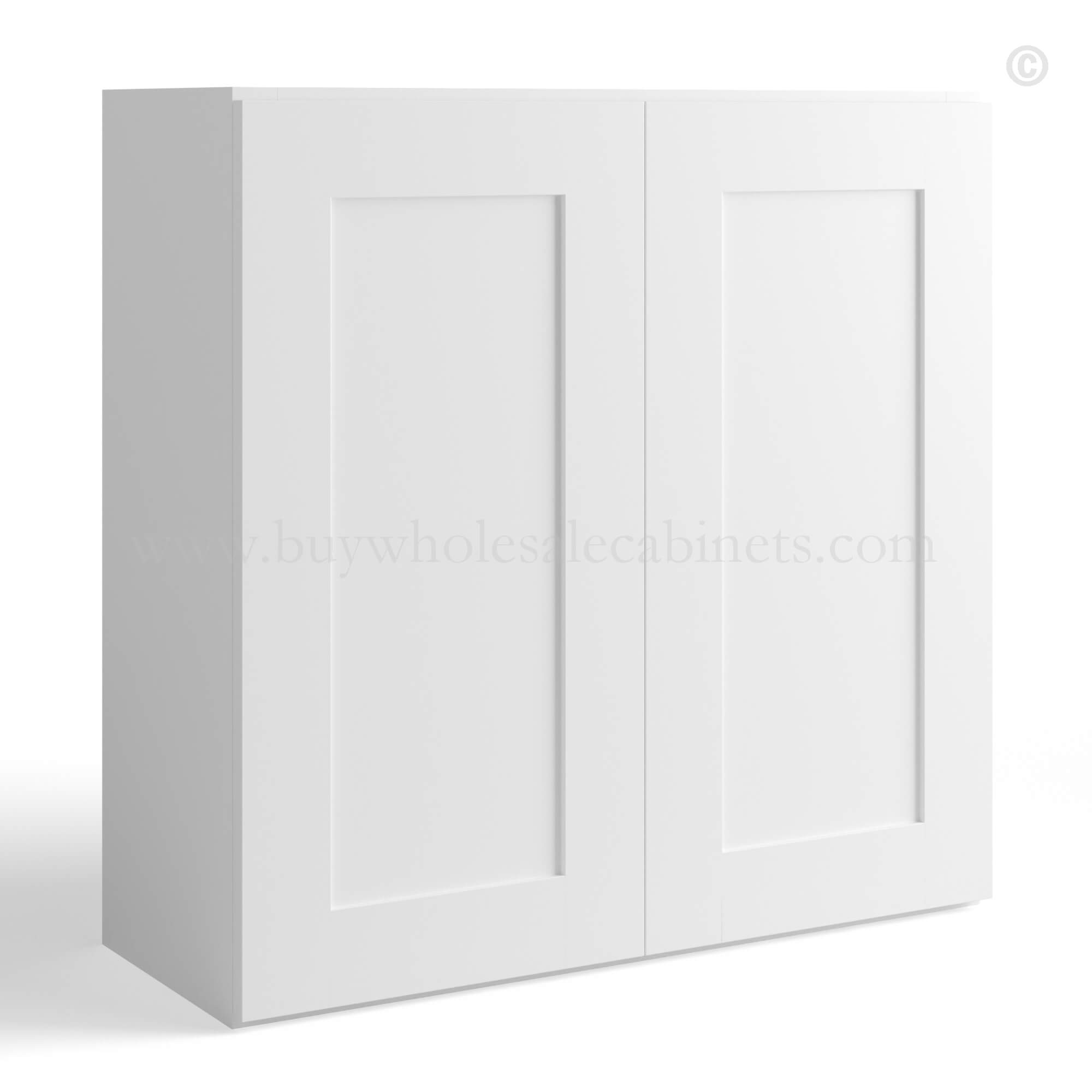 White Shaker 30 H Double Door Wall Cabinet